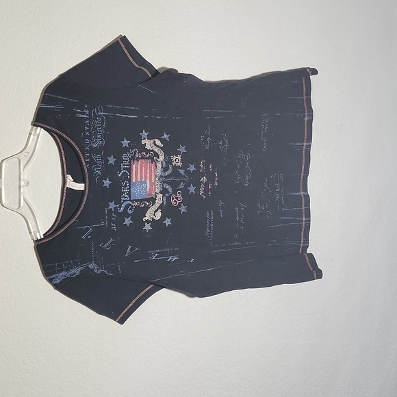 Susan Lawrence Crop Top Woman Size 2X tshirt Top Stars Juky 4th Flag - Picture 1 of 8
